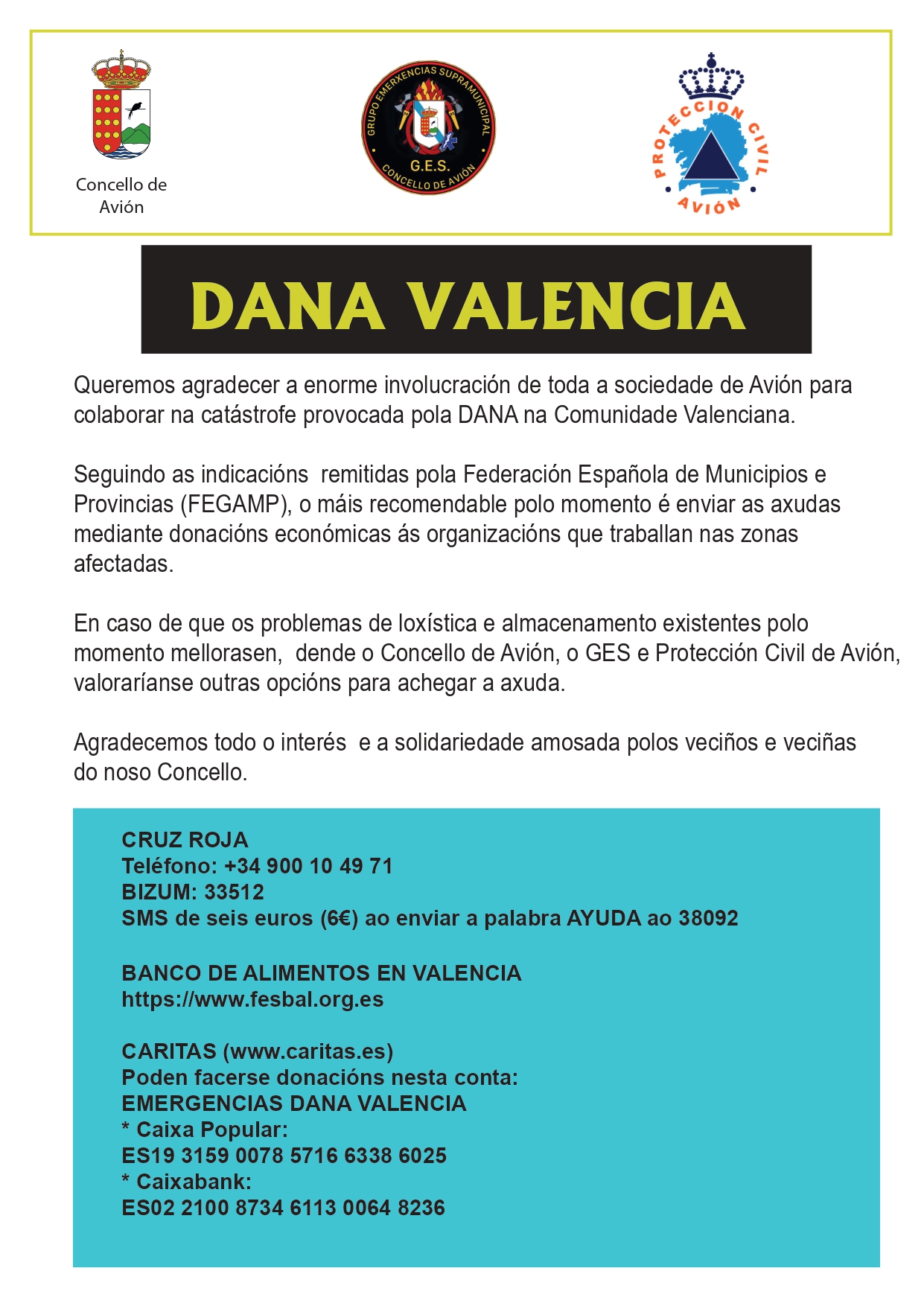 AXUDA POLA DANA Á COMUNIDADE  VALENCIANA