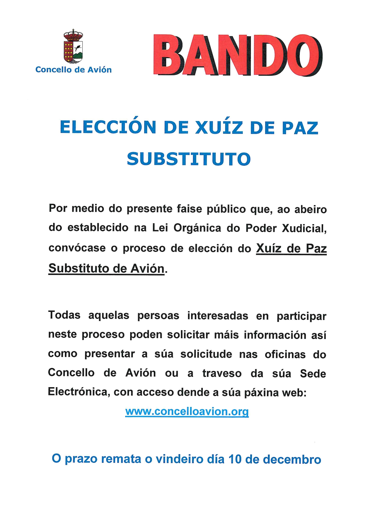 ELECCION DE XUÍZ DE PAZ SUBSTITUTO/A