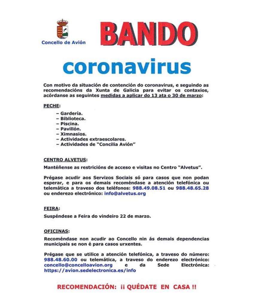 Ayuntamiento de Avión - Frenar el coronavirus